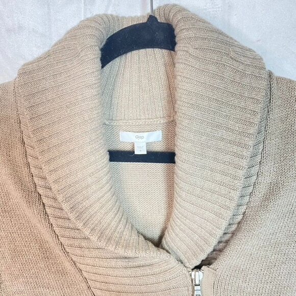 Gap Womens Beige Wool Blend Cowl Neck Sweater Size S With 1/4 Zip Collar - Picture 4 of 8